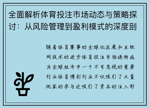 全面解析体育投注市场动态与策略探讨：从风险管理到盈利模式的深度剖析